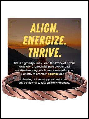 Magnetic Copper Bracelet Cuff, Magnetic Therapy Bracelet with 3800 Gauss